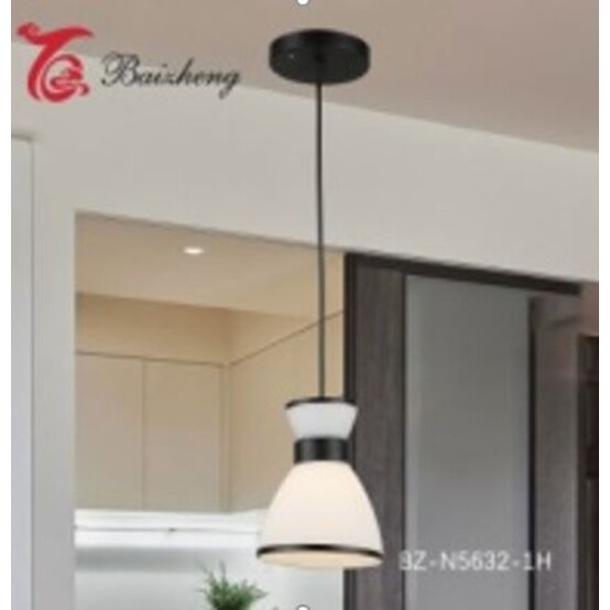 Люстра кухонная 1 плафон 13,5*18*80 см Е27 60Вт 4м2 плафон стекло черный Baizheng (1/10)