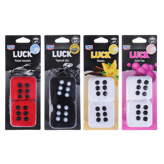NEW GALAXY Ароматизатор воздуха Luck, 6 см,бабл гам/ваниль/новая машина/черный лед NEW GALAXY Ароматизатор воздуха Luck, 6 см,бабл гам/ваниль/новая машина/черный лед