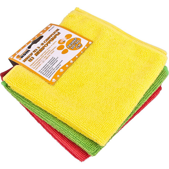 Салфетка из микрофибры 3 шт 30*30 см MFS-02/3 Рыжий кот (1/40)