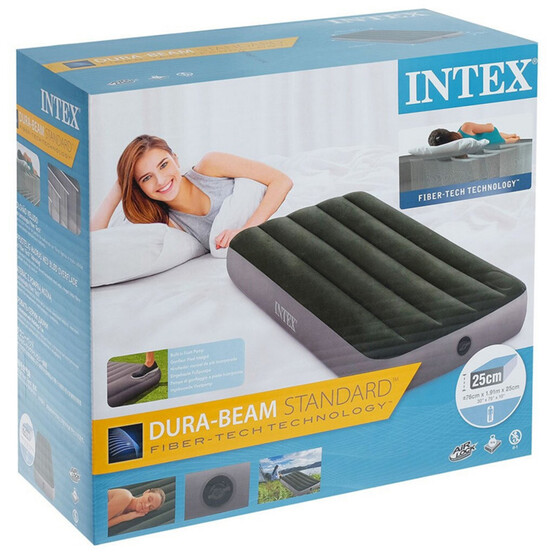 Матрас надувной 191*76*25 см встроенный ножной насос Intex (1/6)