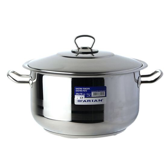 Кастрюля нерж сталь 4 л мет крышка мет ручка индукция низкая Gastro Arian (1/4)