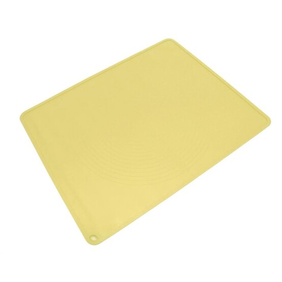 Коврик силиконовый 40*50*0,5 см для раскатывания теста с петлей для крючка желтый Baizheng (1/100)