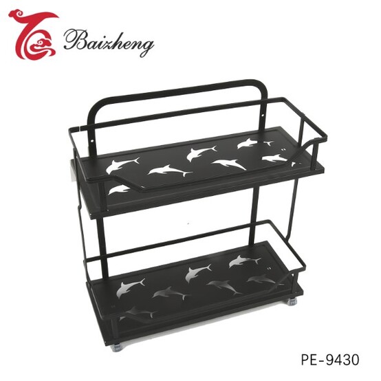Полка металлическая для ванной 2-х ярусная 37,2*15,3*38 см черный Baizheng (1/12)