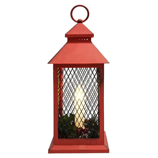 Светильник светодиодный 30,5*13,5*13,5 см 1 led Фонарь со свечкой красный 2*ААА Neon-night (1/6)