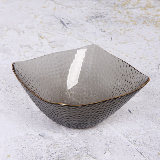 Салатник стеклянный 14*6,5 см 350 мл графит Ice Crystal (1/24)