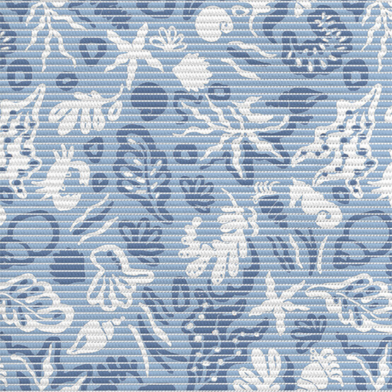 Коврик для ванной ПВХ 0,65*15м V37-blue (синие кораллы)