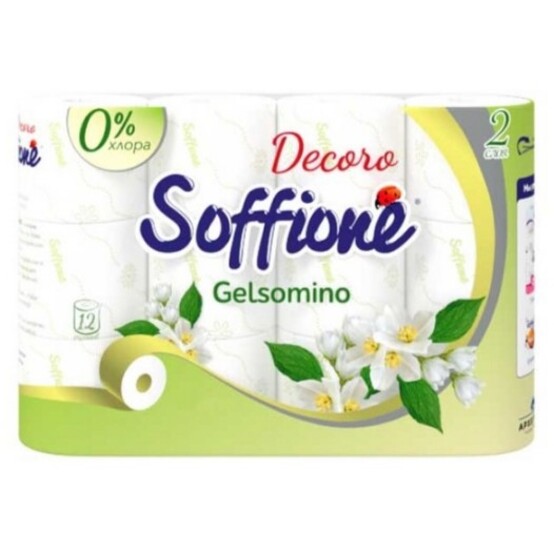 Туалетная бумага Soffione Premio Gelsomino двухслойная, желтая, 12 рулонов /10900307 Туалетная бумага Soffione Premio Gelsomino двухслойная, желтая, 12 рулонов /10900307