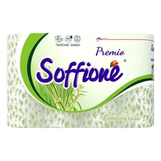 Туалетная бумага Soffione Premio Lemongrass трехслойная, желтая, 12 рулонов /10900052 Туалетная бумага Soffione Premio Lemongrass трехслойная, желтая, 12 рулонов /10900052
