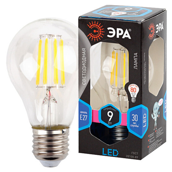 Лампа светодиодная ЭРА F-LED А60-9w-840-E27 (25/50/1200)