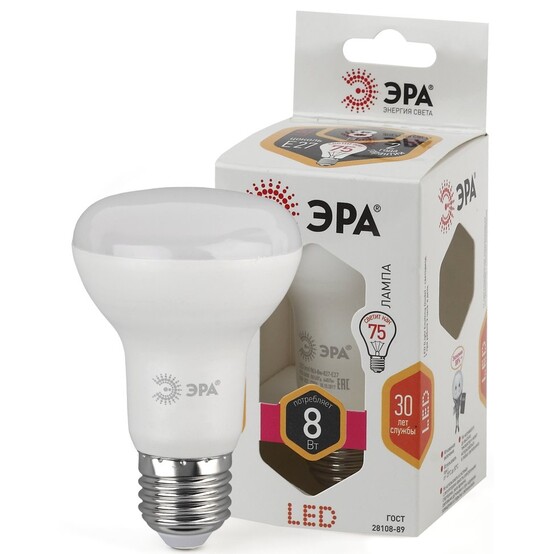 Лампы СВЕТОДИОДНЫЕ СТАНДАРТ ЭРА LED smd R63-8w-827-E27 Лампы СВЕТОДИОДНЫЕ СТАНДАРТ ЭРА LED smd R63-8w-827-E27