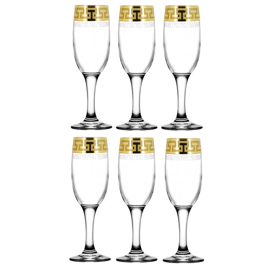 EAV03-419 Набор - Бокалы для шампанского 6 шт с узором "Греческий узор"