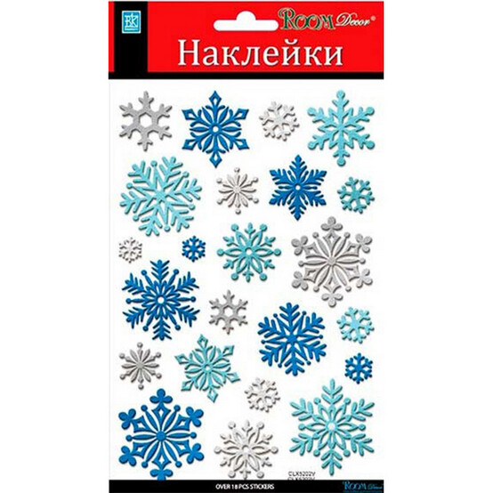 Стикер ПВХ  14*21 см влагостойкий Снежинки мини Room Decor (1/1)