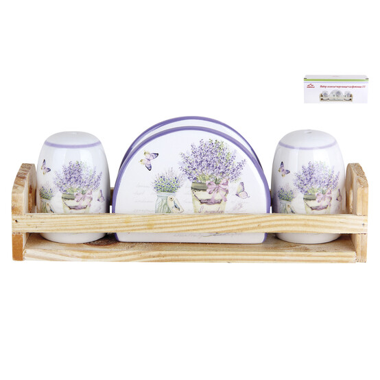 Набор керамический 4 пр для специй на подставке под упак Lavender Коралл (1/36)