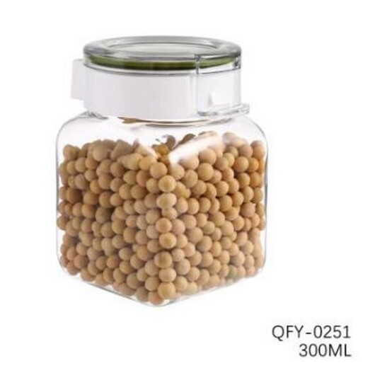 Банка пластиковая для сыпучих продуктов 0,3 л крышка прозрачный Baizheng (1/192)