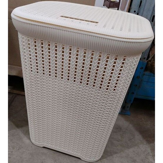 Корзина пластиковая для белья 50 л 420*330*540 мм с крышкой молочный Baizheng (1/8)