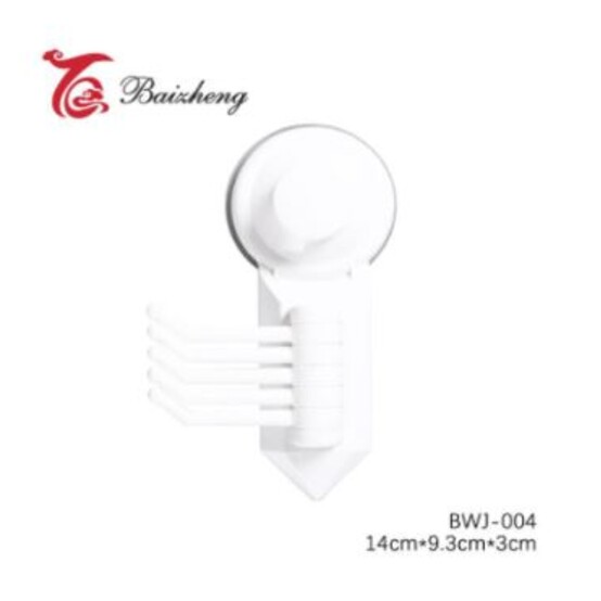 Крючок пластиковый 14*9,3*3 см на вакуумной присоске белый Baizheng (1/96)