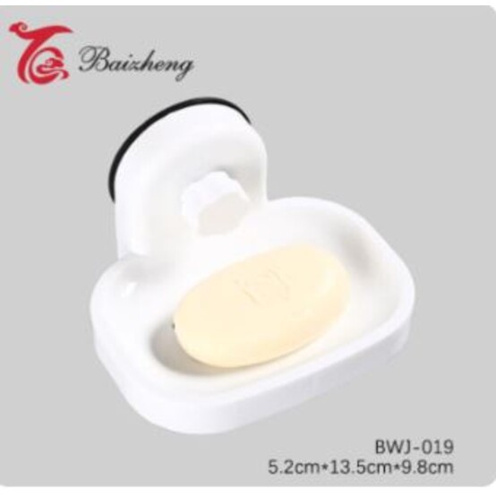 Мыльница пластиковая 5,2*13,5*9,8 см открытая на вакуумной присоске белый Baizheng (1/240)