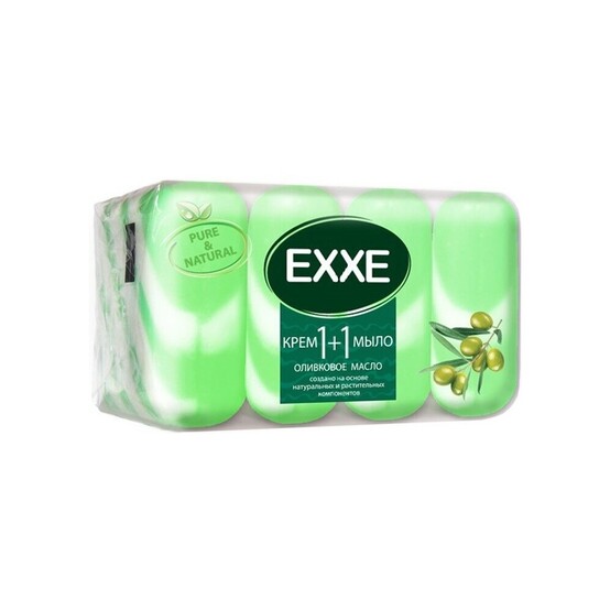 EXXE Туалетное крем-мыло 1+1 Оливковое масло 4шт*90г (ЗЕЛЕНОЕ)
