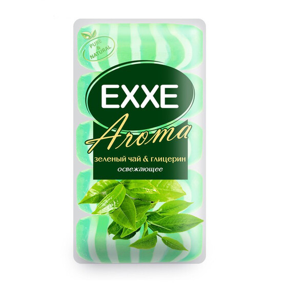 EXXE Туалетное крем-мыло AROMA глицериновое Зеленый чай & глицерин 5шт*70г (ЗЕЛЕНОЕ)