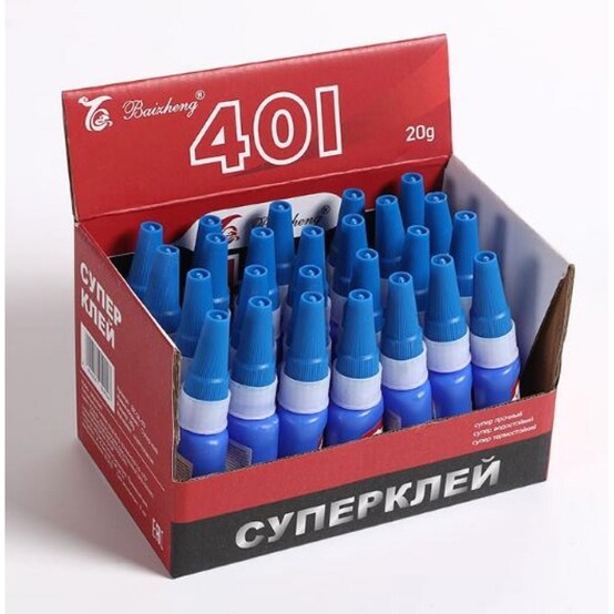 Суперклей 20 гр 401 синий Baizheng (1/500/25)