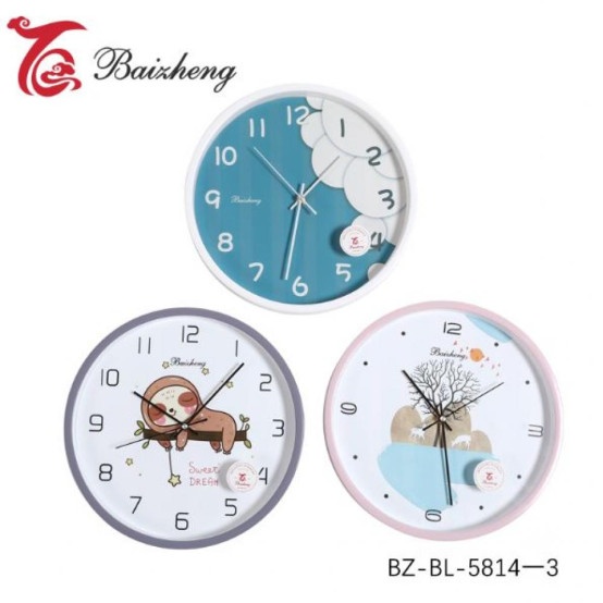 Часы пластиковые настенные 30*30 см круг в ассортименте Baizheng (1/20)