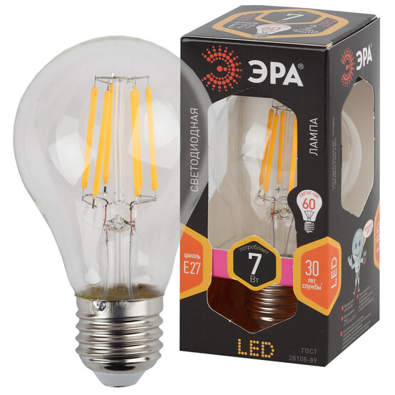 Лампа светодиодная ЭРА F-LED-A60-7W-827-E27 Лампа светодиодная ЭРА F-LED-A60-7W-827-E27