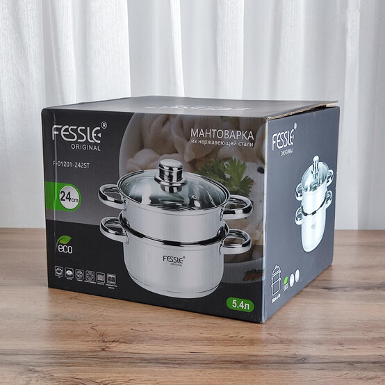 Мантоварка нерж сталь 24 см 5,4 л 2 секции F-01201-242ST Fessle (1/6)