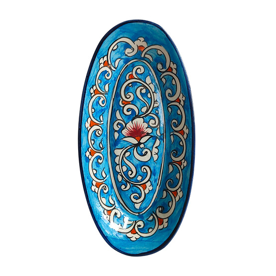 Селедочница керамическая 23*11 см синий Риштанская керамика (1/100)