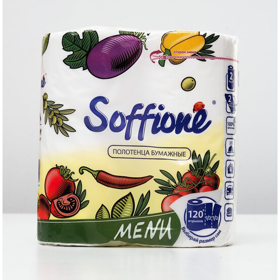 Бумажное полотенце Soffione Menu двухслойное, белое, 2 рулона /10900033 Бумажное полотенце Soffione Menu двухслойное, белое, 2 рулона /10900033