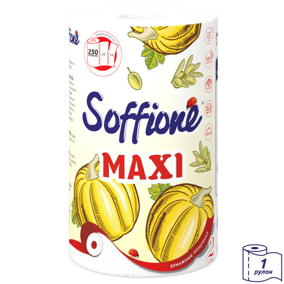 Бумажное полотенце Soffione Maxi двухслойное, белое, 1 рулон /10900039 Бумажное полотенце Soffione Maxi двухслойное, белое, 1 рулон /10900039