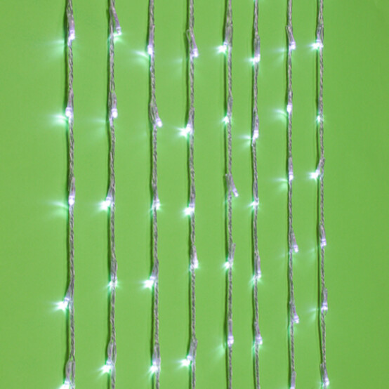 СНОУ БУМ Гирлянда эл. водопад 192LED*белый, 1,2х2м, 8 нитей, ПВХ прозр., 8 реж, коннектор, 220В