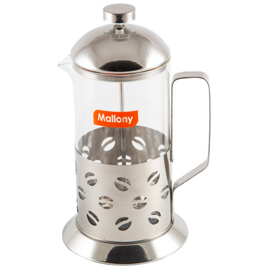 Френч-пресс стеклянный 1000 мл корп нерж сталь B535-1000ML Caffè Mallony (1/12)