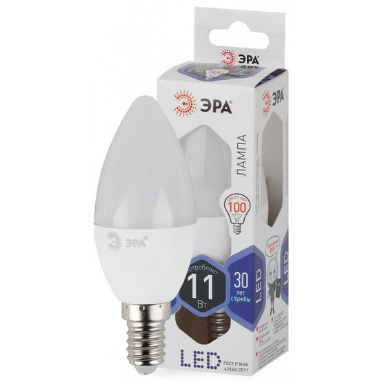 Лампа светодиодная  ЭРА LED smd B35-11w-860-E14