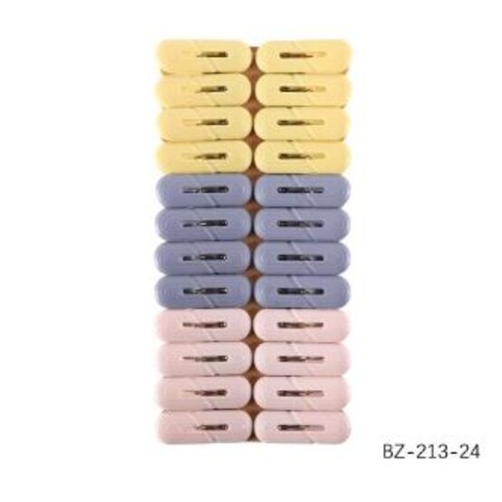 Прищепки пластиковые 24 шт 6,2*2*3,3 см бельевые микс BZ-213-24 Baizheng (1/96)