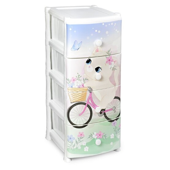 Комод пластиковый детский 4-х секционный 470*390*950 мм Kitty Violet (1/1) Комод пластиковый детский 4-х секционный 470*390*950 мм Kitty Violet (1/1)