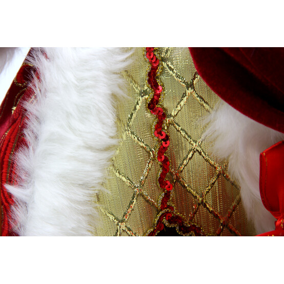 Дед Мороз 50 см музыкальный в рубиновой шубе с посохом и мешком Серпантин (1/12)