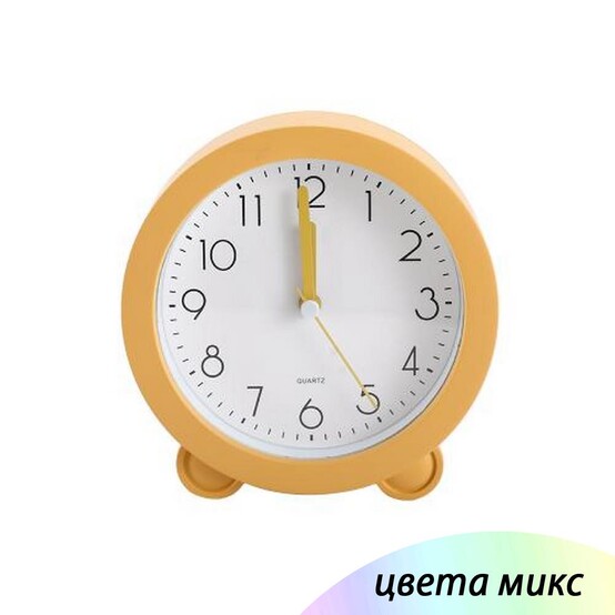 Будильник пластиковый 12*12,5 см круглые на ножках Baizheng (1/100)