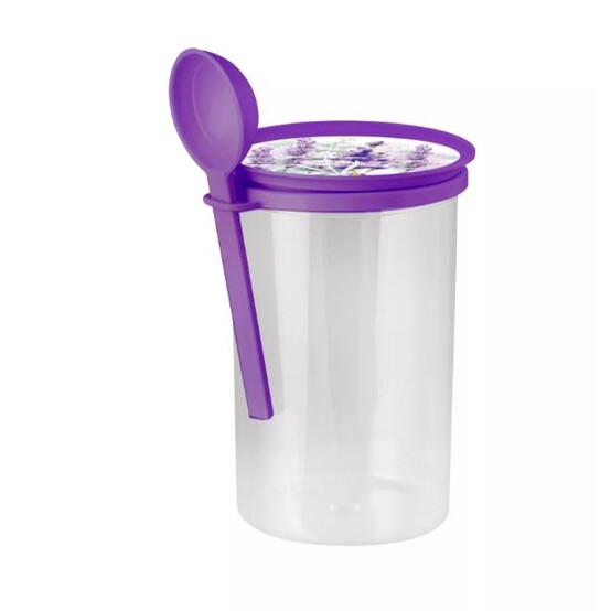 Емкость пластиковая для сыпучих продуктов с ложкой 0,7 л Lavender Полимербыт (1/30)