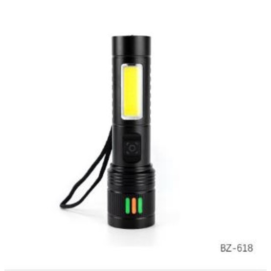 Фонарь ручной  14*3,5 см 1200 мАч USB телескопическая фокусировка 5 режимов черный Baizheng (1/120)