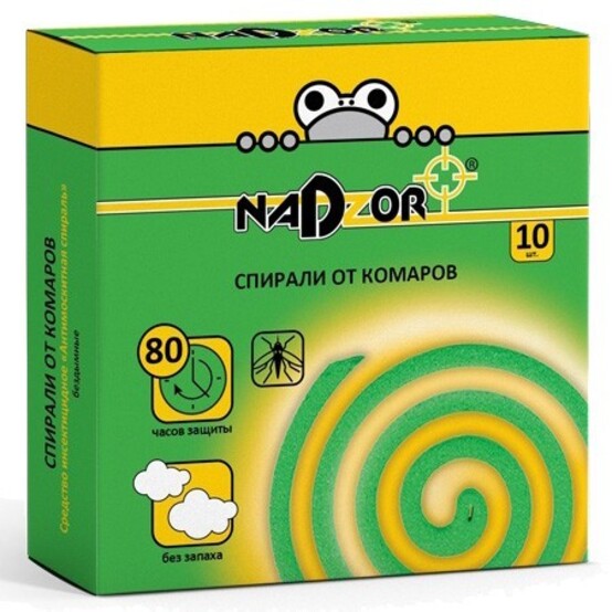 Спираль от комаров 10 шт без запаха малодымные Nadzor (1/60)