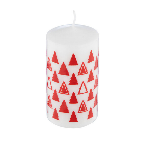 Свеча новогодняя 10 см красный на белом Deco Christmas Елочки Волшебная страна (1/12)