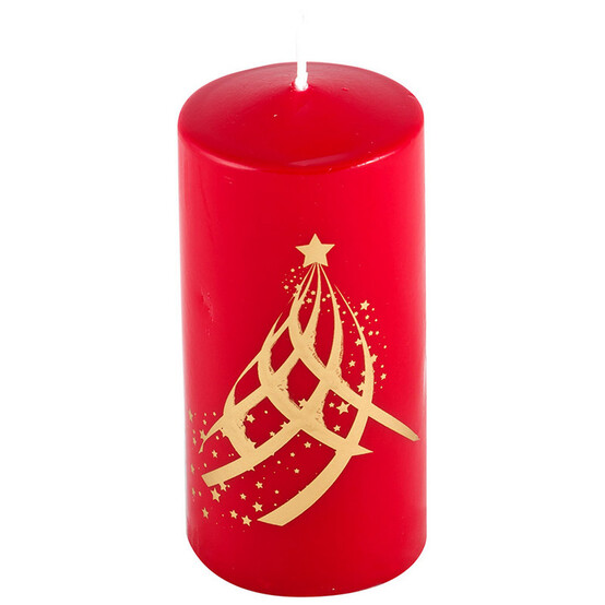 Свеча новогодняя 12 см золото на красном Deco Christmas Eлка Волшебная страна (1/12)