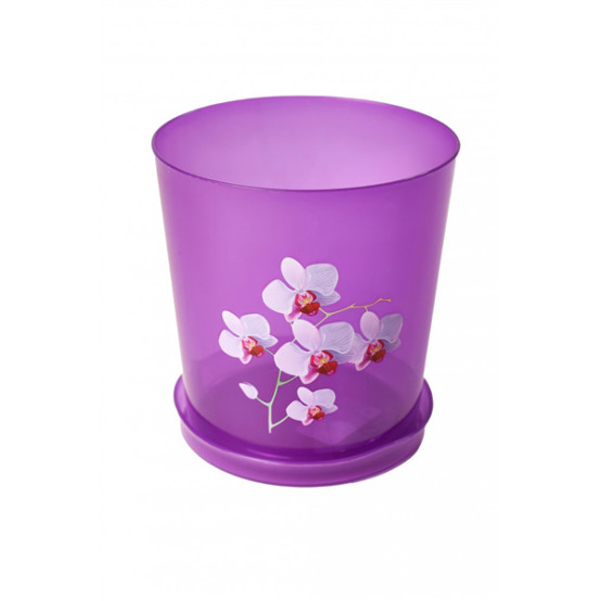 Горшок пластиковый 1,2 л для орхидеи поддон прозрачно-фиолетовый Декор Альтернатива (1/20)