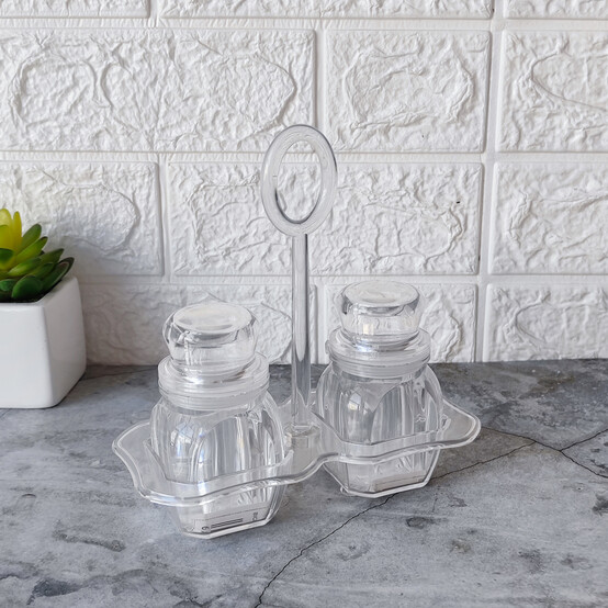 Набор пластиковый для специй 3 пр подставка прозрачный Jam Jar white Fessle (1/48)