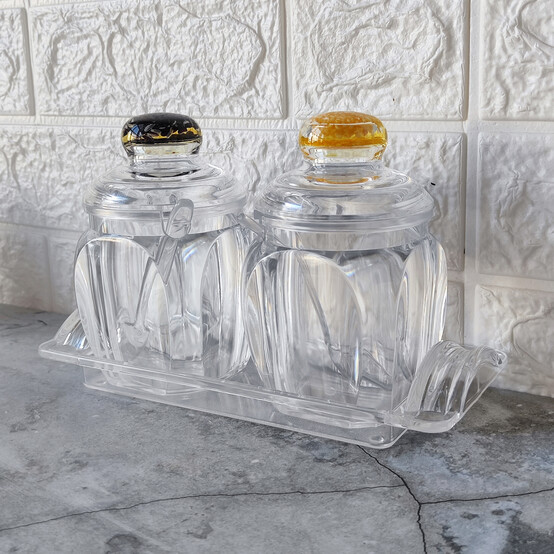 Набор пластиковый для специй 5 пр ложка подставка прозрачный Jam Jar Fessle (1/24)
