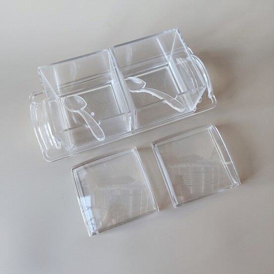 Набор пластиковый для специй 5 пр ложка подставка прозрачный Jam Jar white Fessle (1/24)