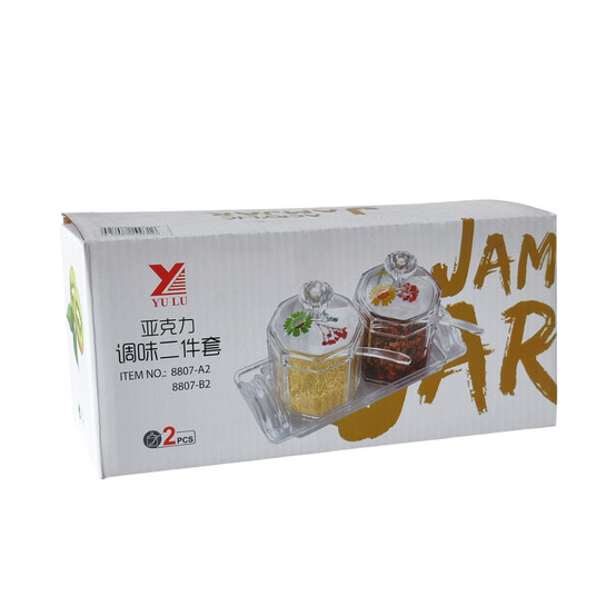Набор пластиковый для специй 5 пр ложка подставка прозрачный Jam Jar white Fessle(1/24)