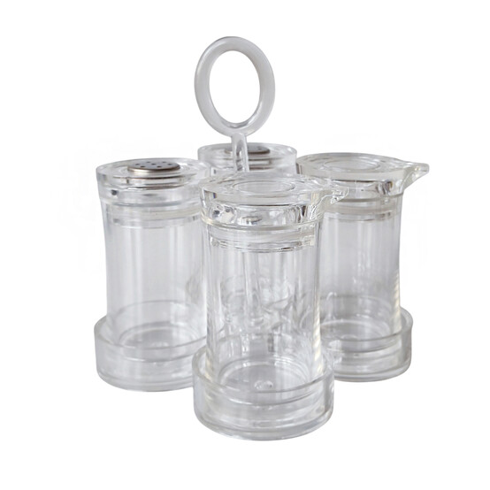 Набор пластиковый для специй 5 пр подставка прозрачный Jam Jar white Fessle (1/24)