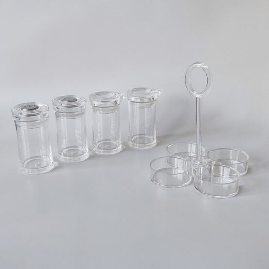 Набор пластиковый для специй 5 пр подставка прозрачный Jam Jar white Fessle (1/24)