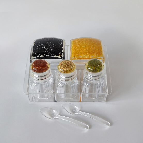 Набор пластиковый для специй 6 пр подставка прозрачный Jam Jar Fessle (1/24)
